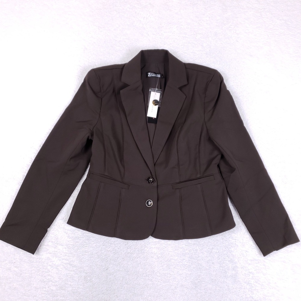 7th Avenue New York Company Blazer Jacket Womens 8 Petite Brown Corporate Casual